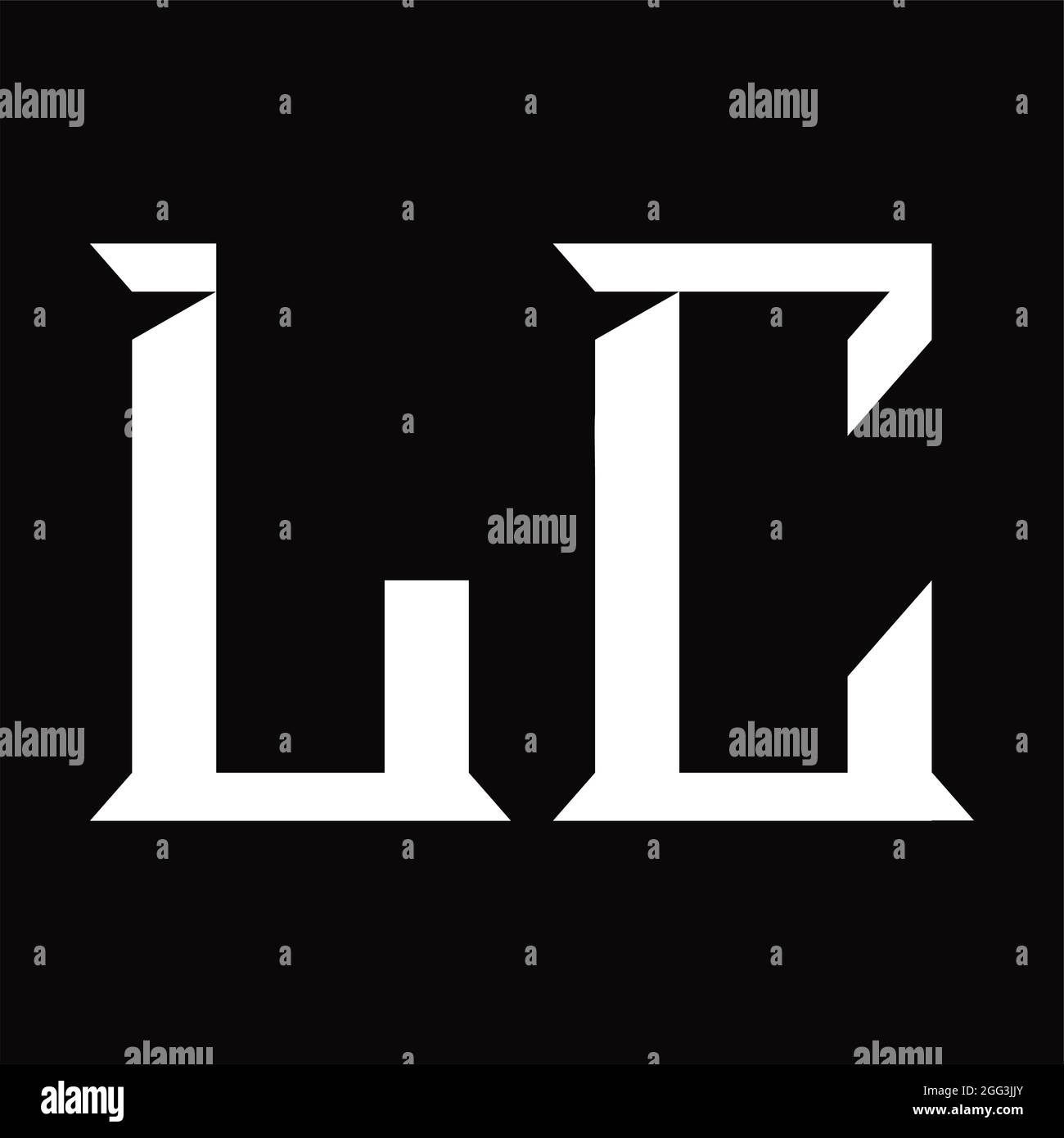 Monogramma con logo LC con modello di disegno in nero a forma di sezione Illustrazione Vettoriale