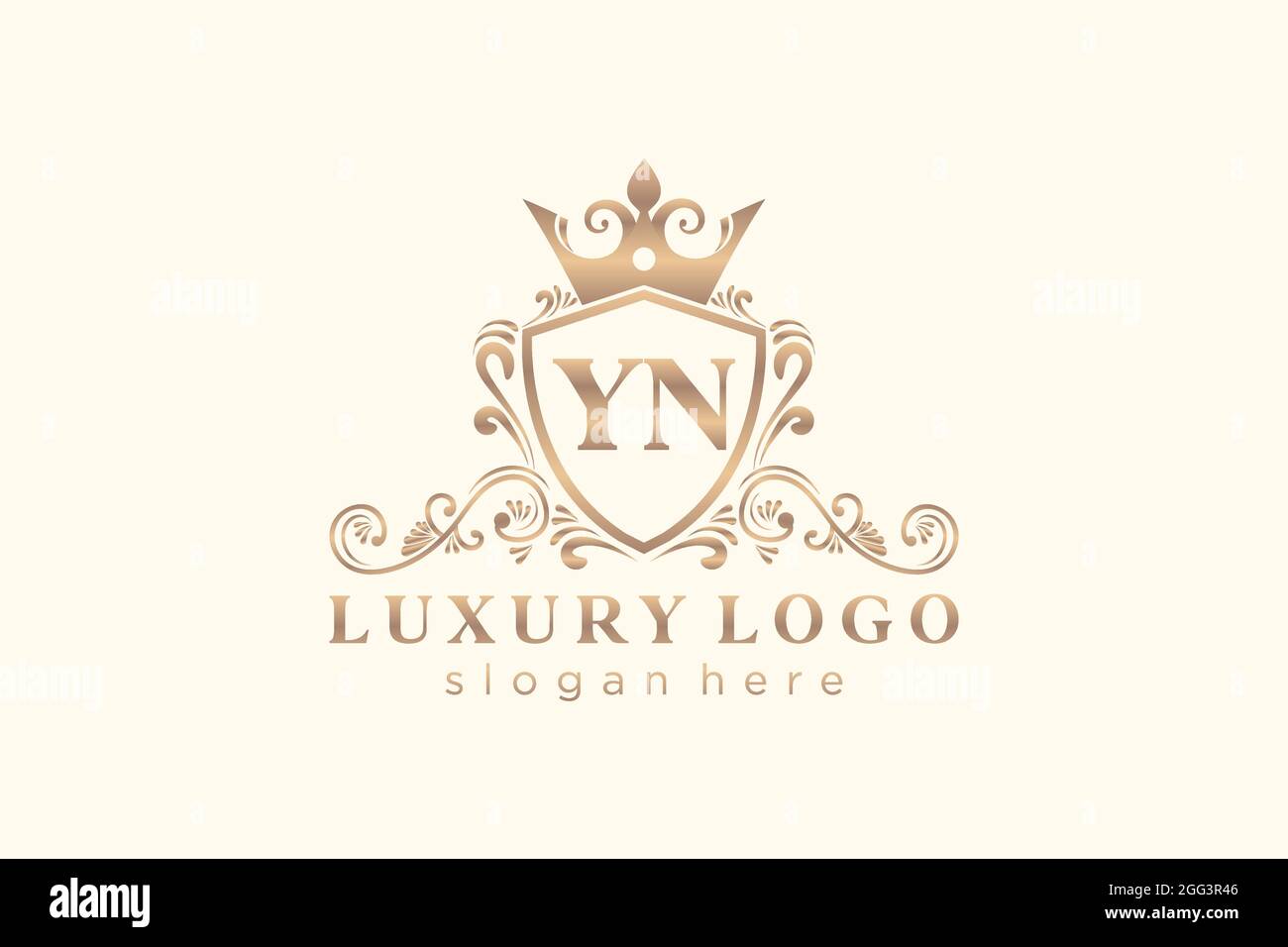 MODELLO logo YN Letter Royal Luxury in arte vettoriale per ristoranti, Royalty, Boutique, caffè, hotel, Araldica, Gioielli, Moda e altri vettori illustratore Illustrazione Vettoriale