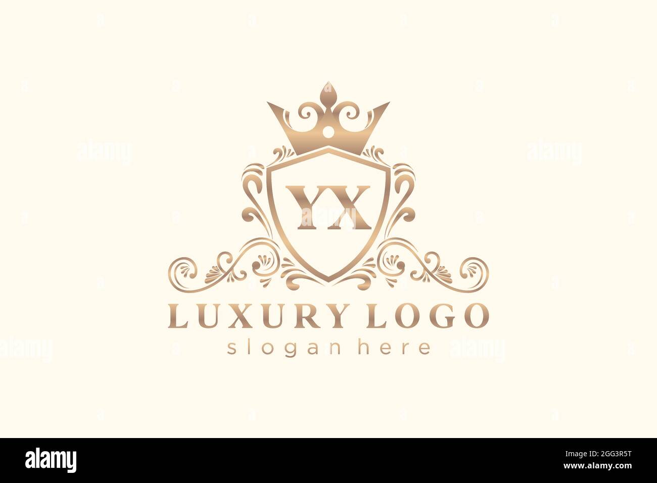 Modello di logo YX Letter Royal Luxury in Vector art per ristoranti, regali, boutique, caffè, hotel, Araldica, Gioielli, Moda e altri vettori illustri Illustrazione Vettoriale