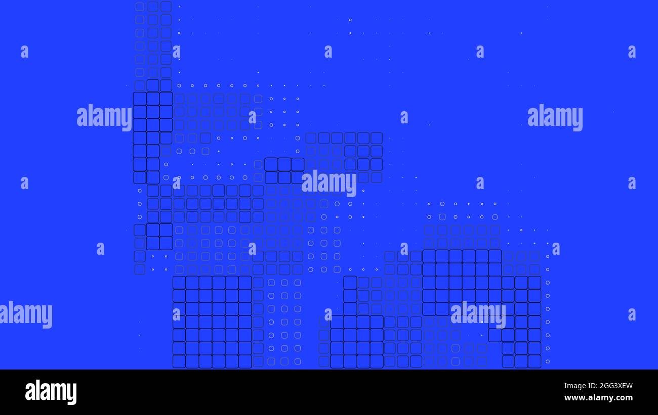 Sfondo blu. Design astratto di stile architettonico. Illustrazione digitale del rendering 2D. Illustrazione Vettoriale