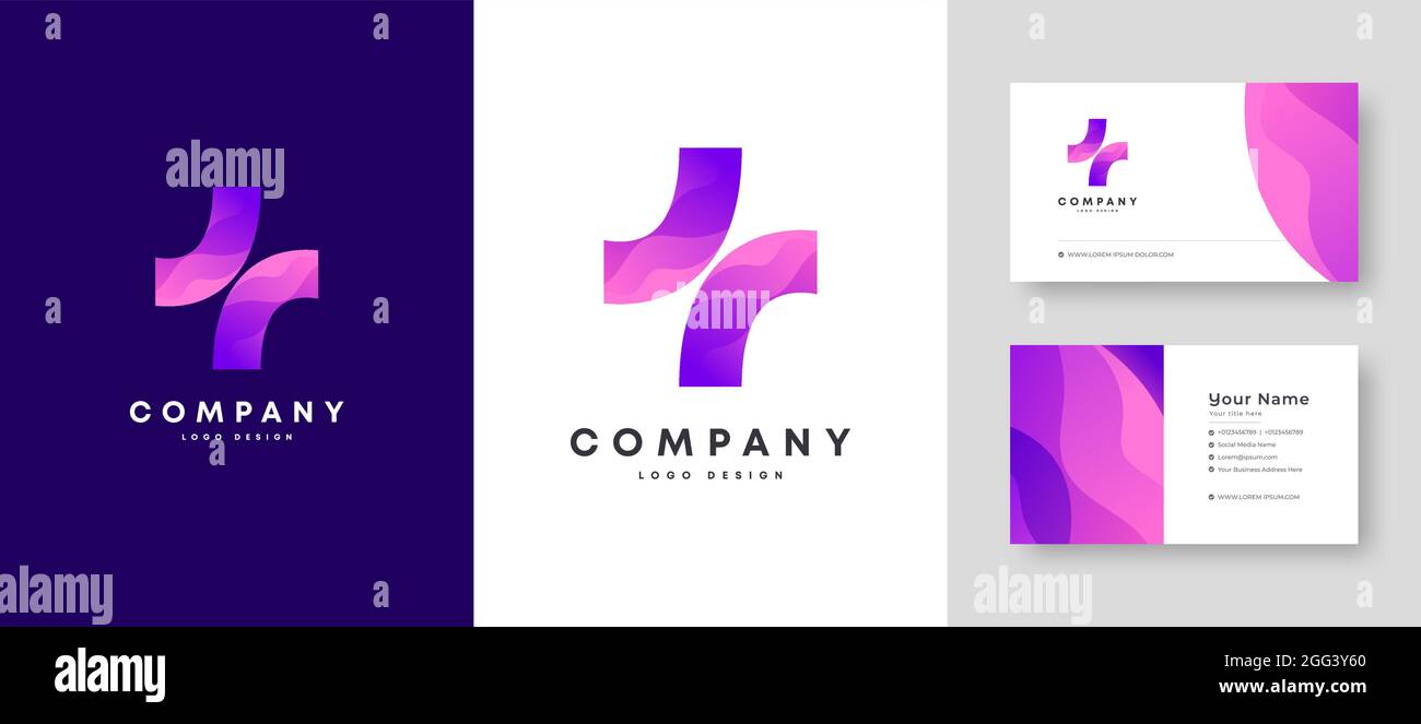 Colorato Initial Health Care Plus + Logo con Premium Corporate elegante Business Card Design modello vettoriale per la vostra azienda Illustrazione Vettoriale