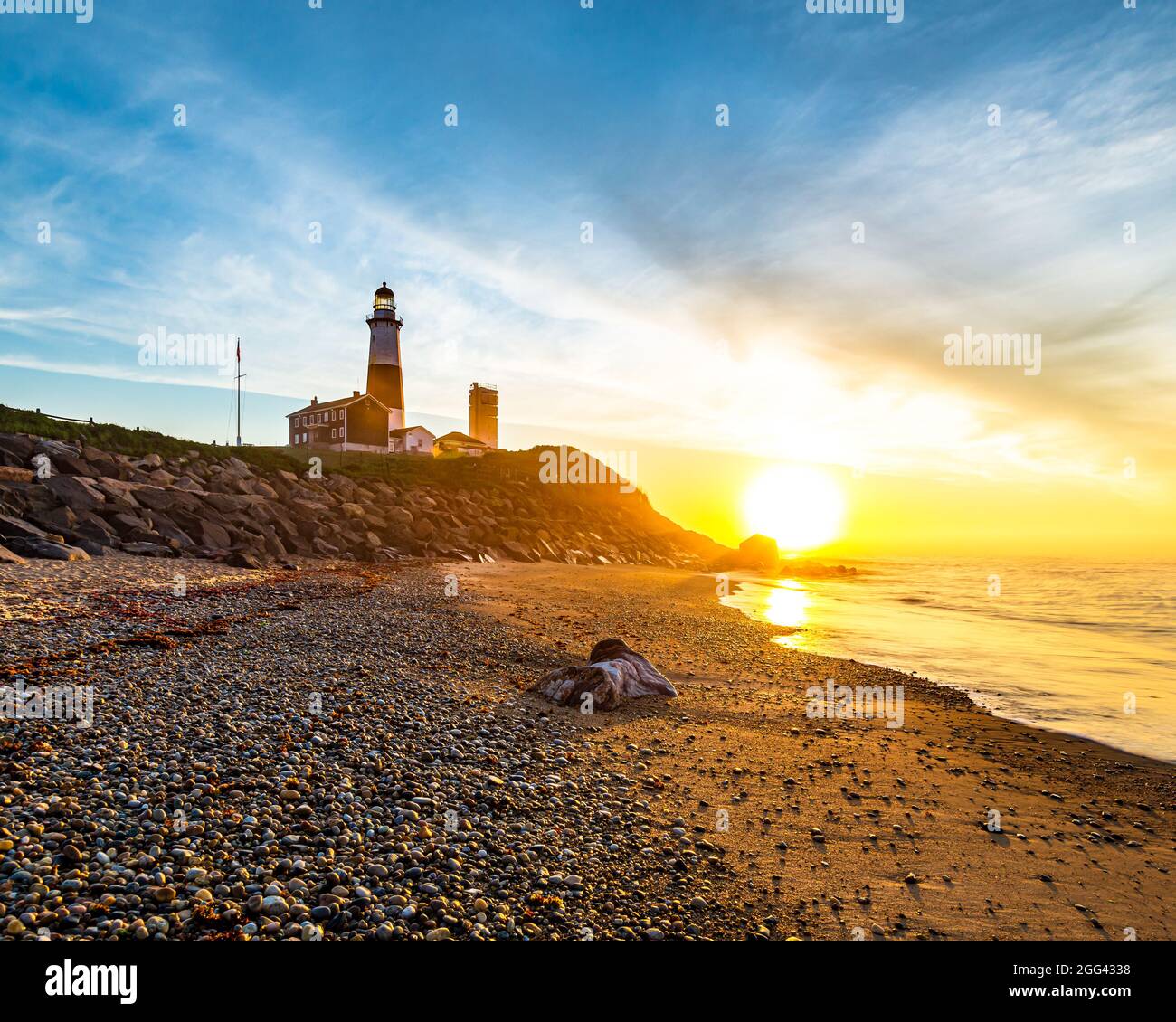 Faro di Montauk a Long Island New York all'alba Foto Stock