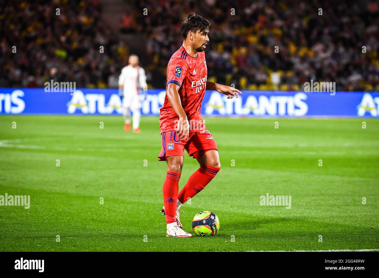 Nantes, Francia, Francia. 27 ago 2021. Lucas PAQUETA di Lione durante la partita Ligue 1 tra il FC Nantes e l'Olympique Lyonnais (OL) allo Stade de la Beaujoire il 27 agosto 2021 a Nantes, Francia. (Credit Image: © Matthieu Mirville/ZUMA Press Wire) Foto Stock