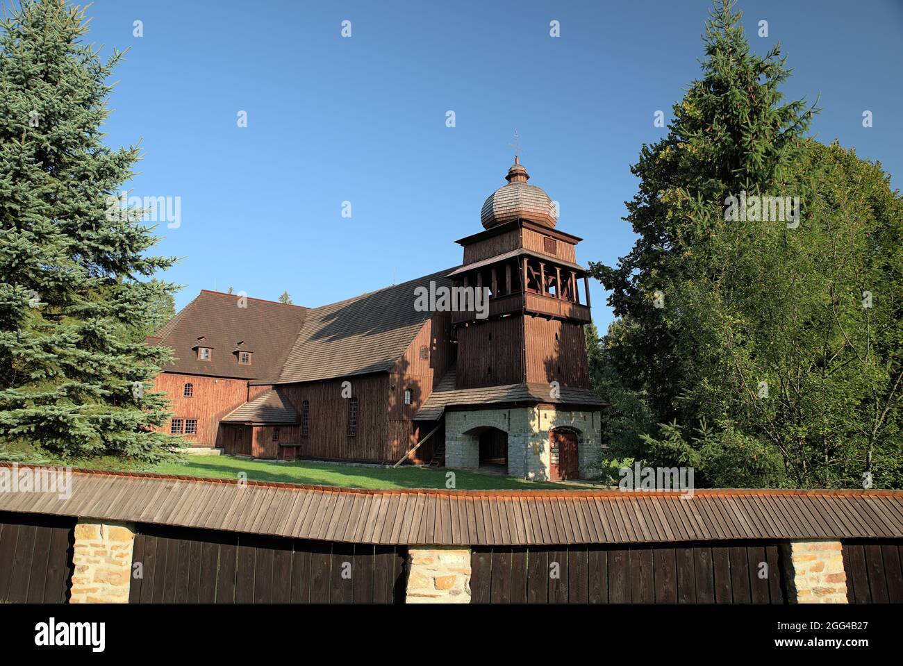 Chiesa articolare in legno a Svaty Kriz, Slovacchia Foto Stock