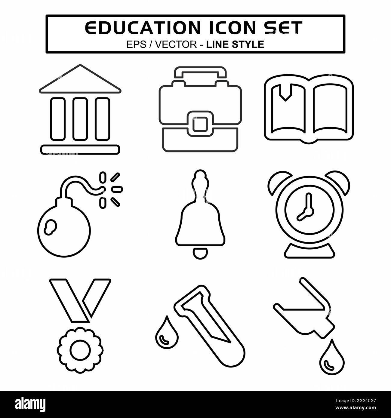 Set Icon Vector of Education - stile linea - illustrazione semplice, tratto modificabile, vettore modello di disegno, ideale per stampe, poster, pubblicità, an Illustrazione Vettoriale
