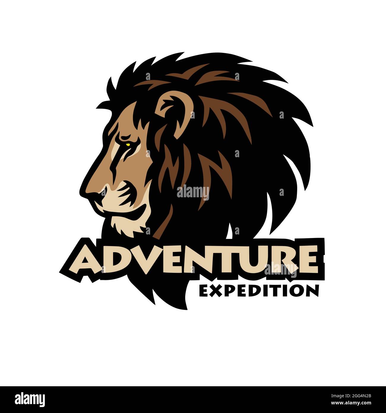 Lion Head Adventure Sports Mascot Logo Design Illustrazione Vettoriale