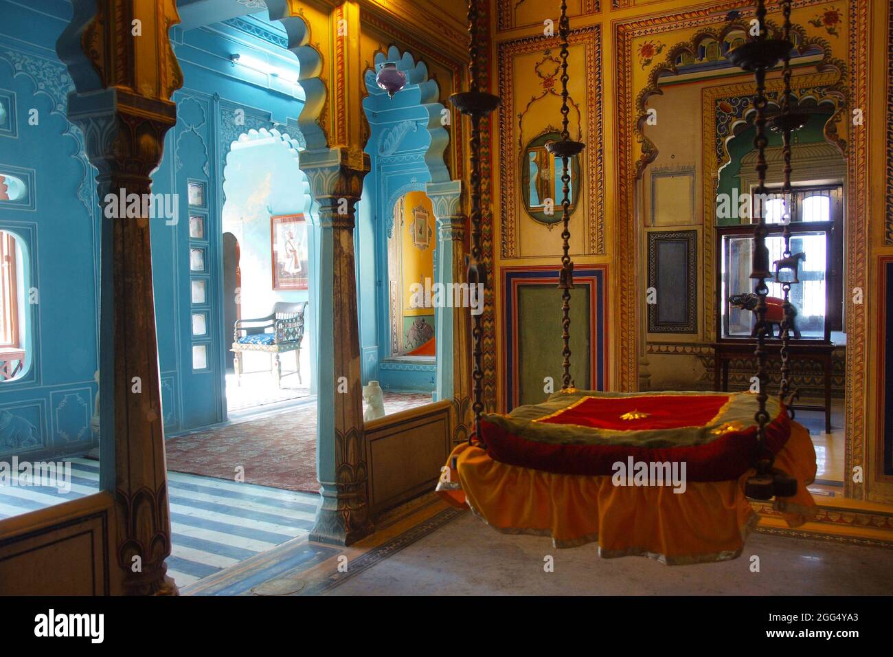 Particolare di architettura nel palazzo di Ambavilas , nella città di Mysore in India Foto Stock
