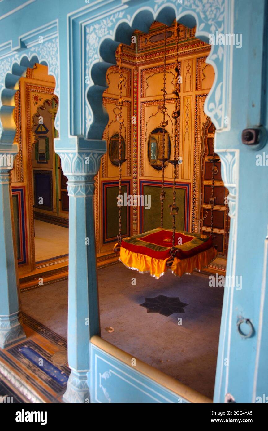 Particolare di architettura nel palazzo di Ambavilas , nella città di Mysore in India Foto Stock