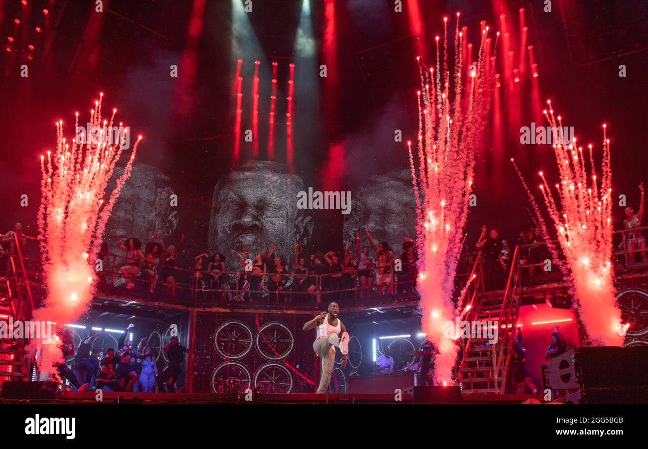 Leeds, Regno Unito. 28 agosto 2021. Foto Stormzy al Leeds Festival. Credit: Katja Ogrin/Alamy Live News Foto Stock