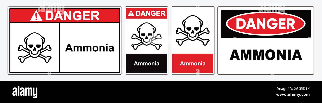 Segnale di sicurezza pericolo ammoniaca. Cartello di sicurezza illustrazione vettore. Simbolo standard OSHA e ANSI eps10 Illustrazione Vettoriale
