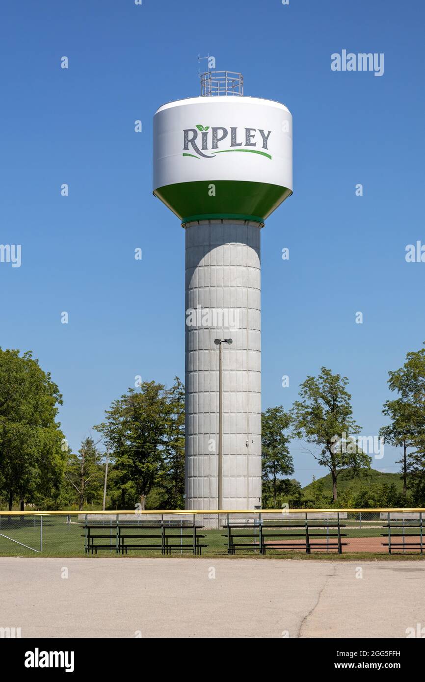 Ripley Municipal Water Tower nella città di Ripley Ontario Canada, Water Tower fornisce la pressione dell'acqua per l'acqua di rubinetto Foto Stock