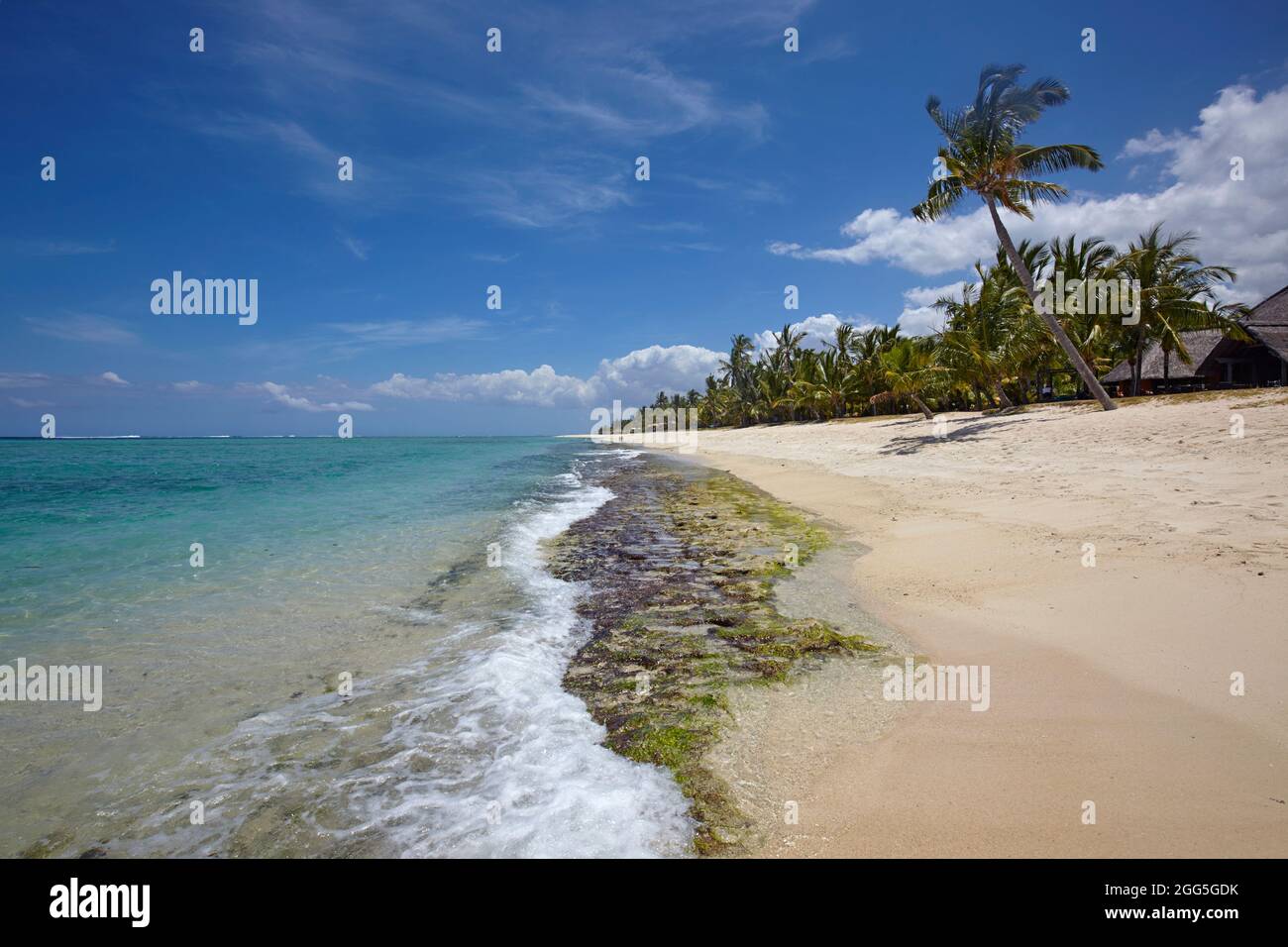 La spiaggia di Le Morne Brabant, Mauritius Foto Stock