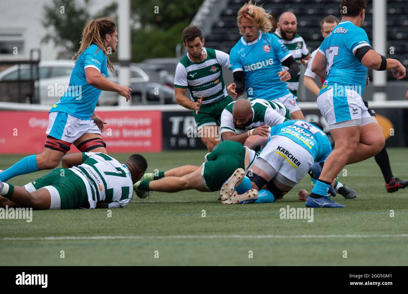 Marlon al-Jiboori di Ealing Trailfinders durante la partita di pre-stagione 2021/22 tra Ealing Trailfinders e Gloucester Rugby a Castle Bar , West Ealing , Inghilterra, il 28 agosto 2021. Foto di Alan Stanford / prime Media Images Foto Stock