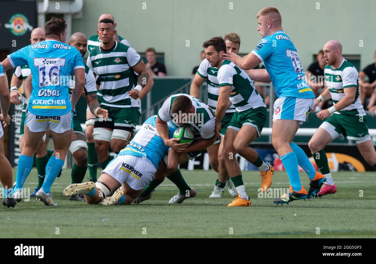 Rayn Smid di Ealing Trailfinders durante la partita di pre-stagione 2021/22 tra Ealing Trailfinders e Gloucester Rugby a Castle Bar , West Ealing , Inghilterra il 28 agosto 2021. Foto di Alan Stanford / prime Media Images Foto Stock