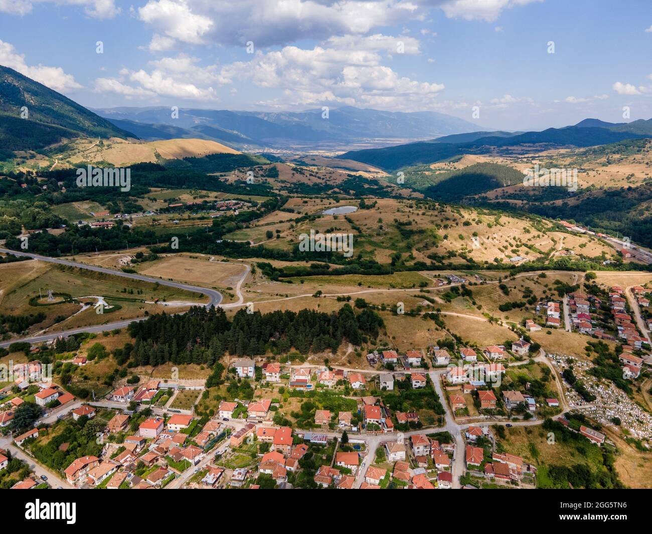 Veduta aerea della città storica di Klisura, Plovdiv Regione, Bulgaria Foto Stock