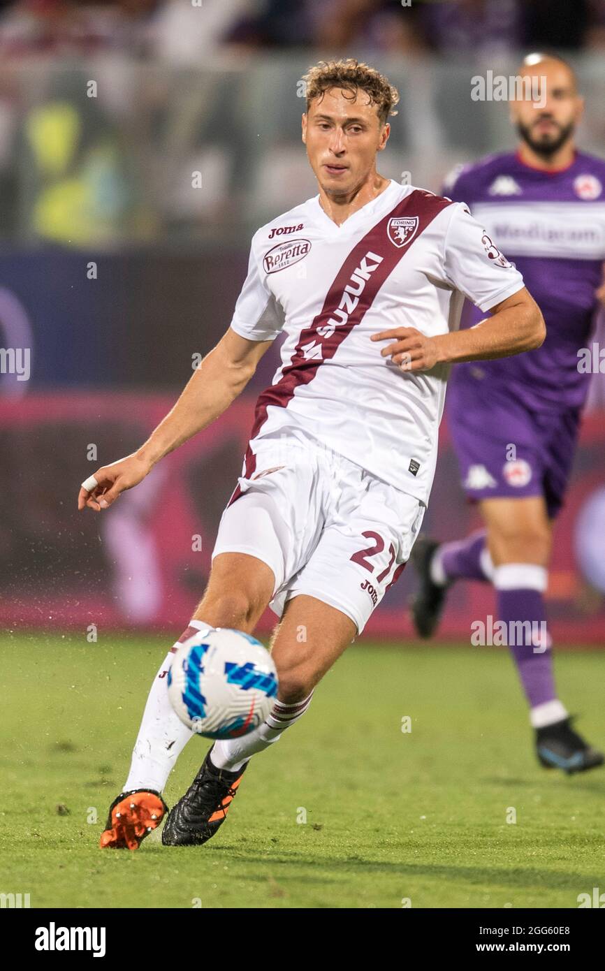 Mergim Vojvoda (Torino) Nel corso della "mostra italiana" UNA partita tra Fiorentina 2-1 Torino allo Stadio Artemio Franchi il 28 agosto 2021 a Firenze. (Foto di Maurizio Borsari/AFLO) Foto Stock