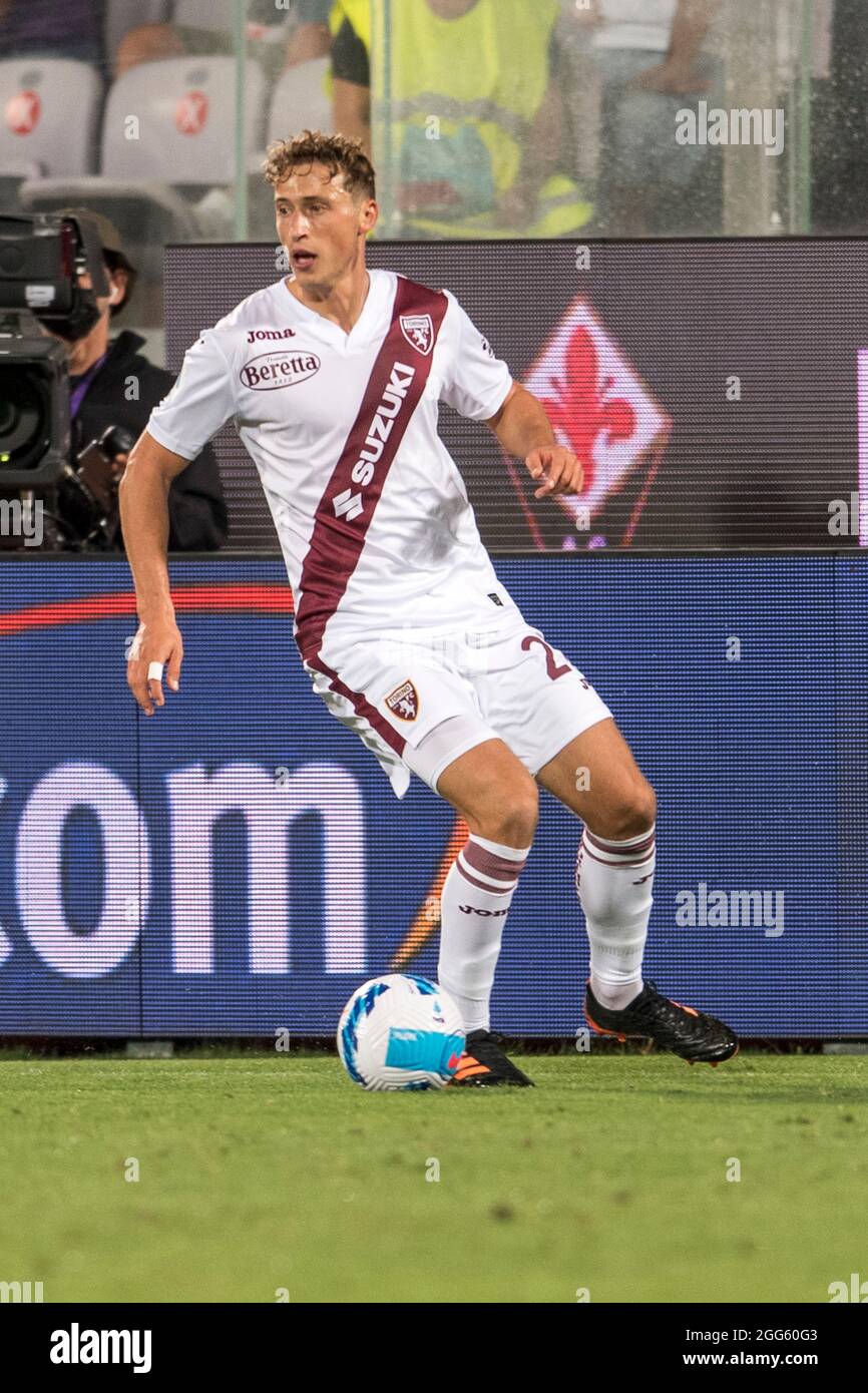 Mergim Vojvoda (Torino) Nel corso della "mostra italiana" UNA partita tra Fiorentina 2-1 Torino allo Stadio Artemio Franchi il 28 agosto 2021 a Firenze. (Foto di Maurizio Borsari/AFLO) Foto Stock