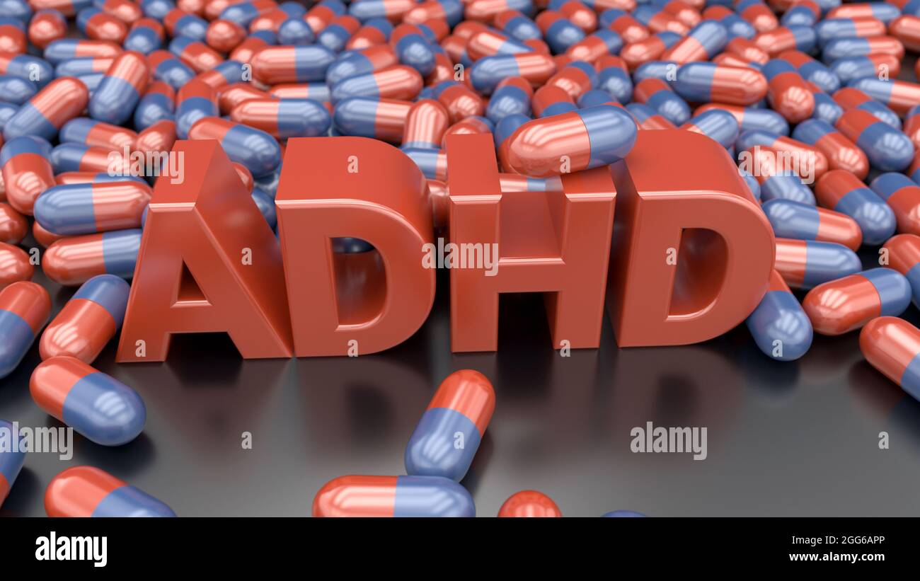 Disturbo ADHD testo 3d Foto Stock