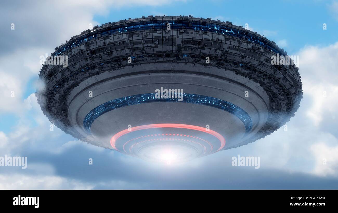 rendering 3d. Concetto di astronave UFO Foto Stock