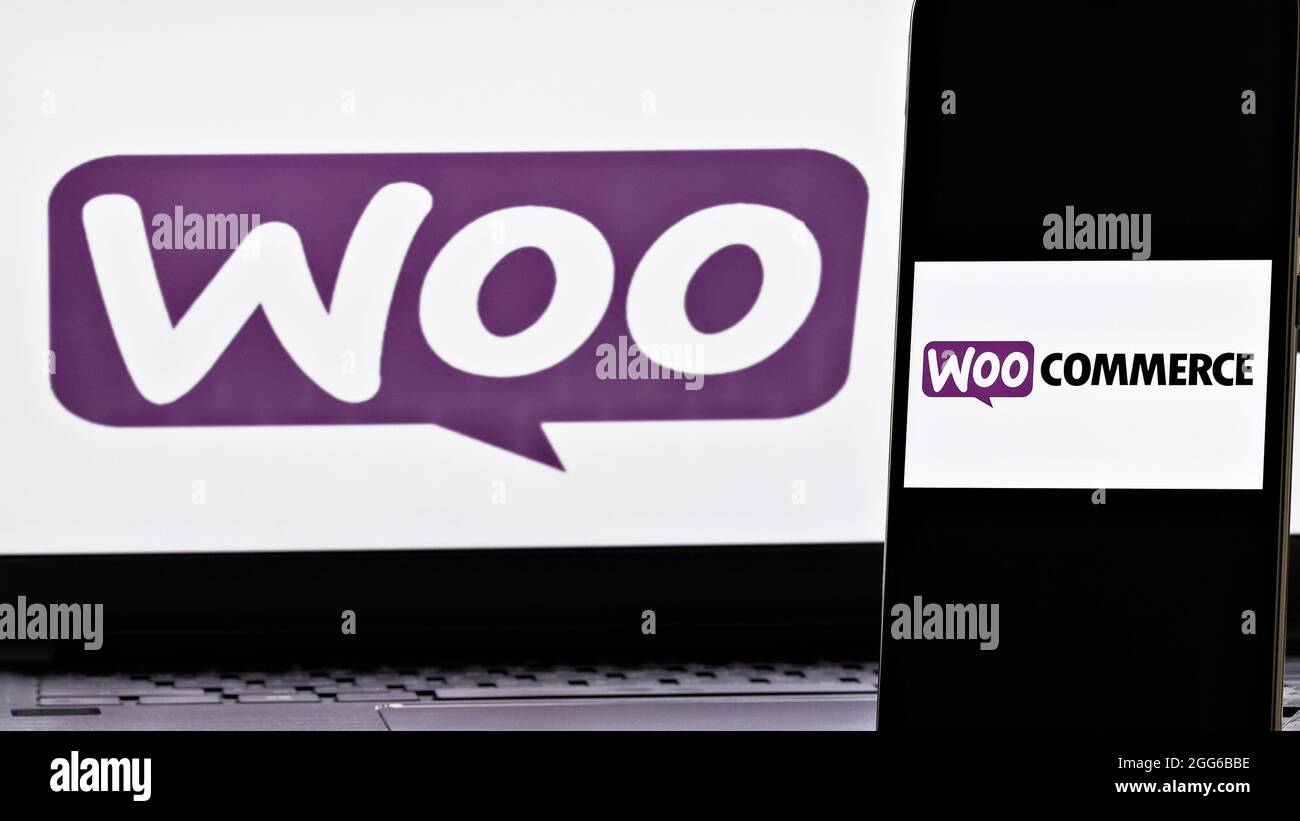 Tema WooCommerce. Foto illustrativa per le notizie su WooCommerce - un open-source e-commerce plugin per WordPress Foto Stock