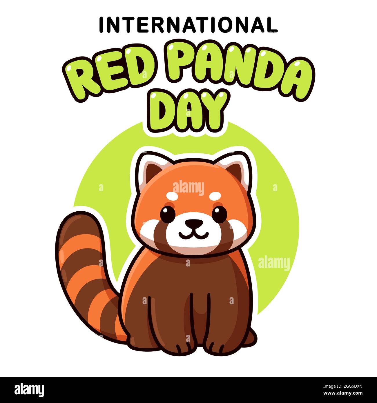 Design poster International Red Panda Day. Carino personaggio cartoon rosso panda, illustrazione vettoriale. Illustrazione Vettoriale