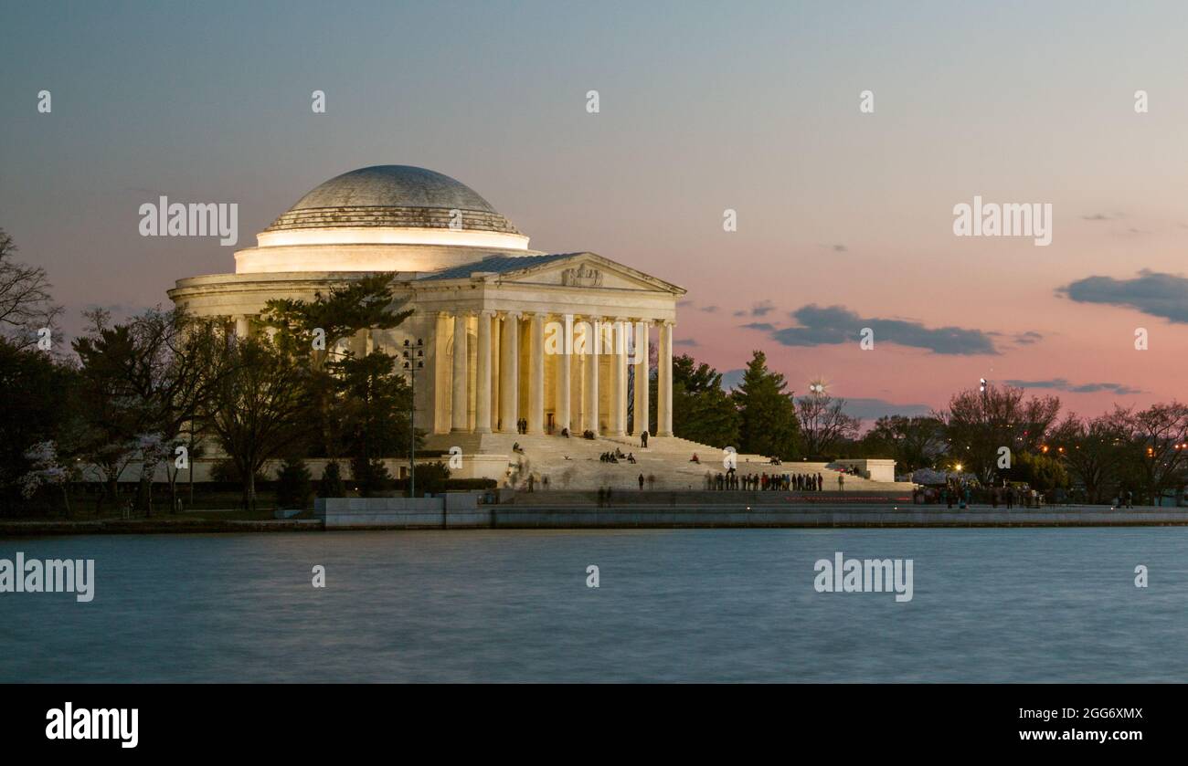 Jefferson Memorial al tramonto Foto Stock