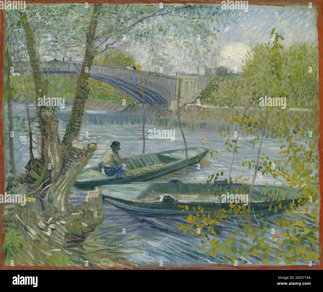 Pesca in primavera, il Pont de Clichy (Asnières) 1887 di Vincent van Gogh Foto Stock