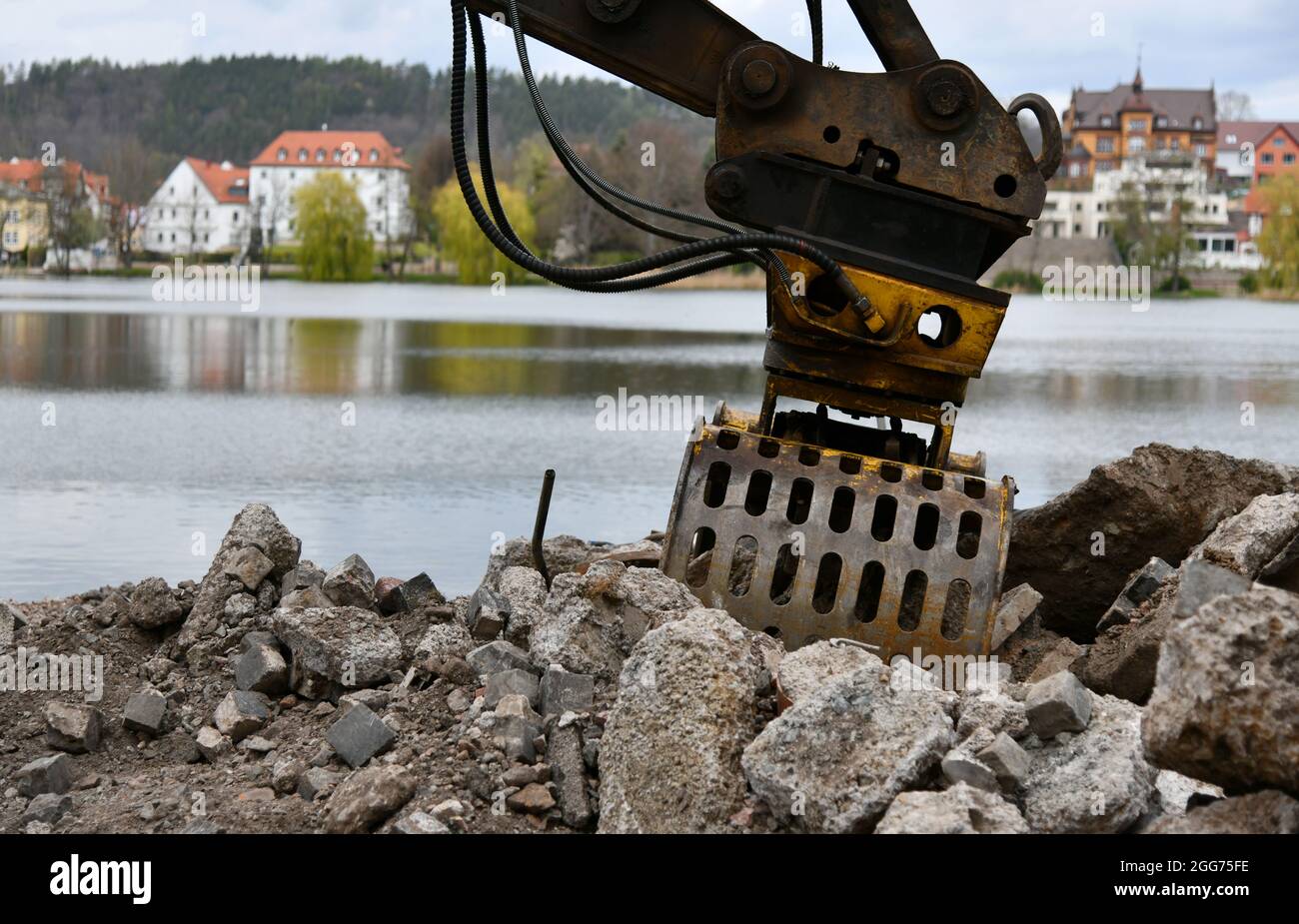 Lavori di costruzione sull'acqua Foto Stock