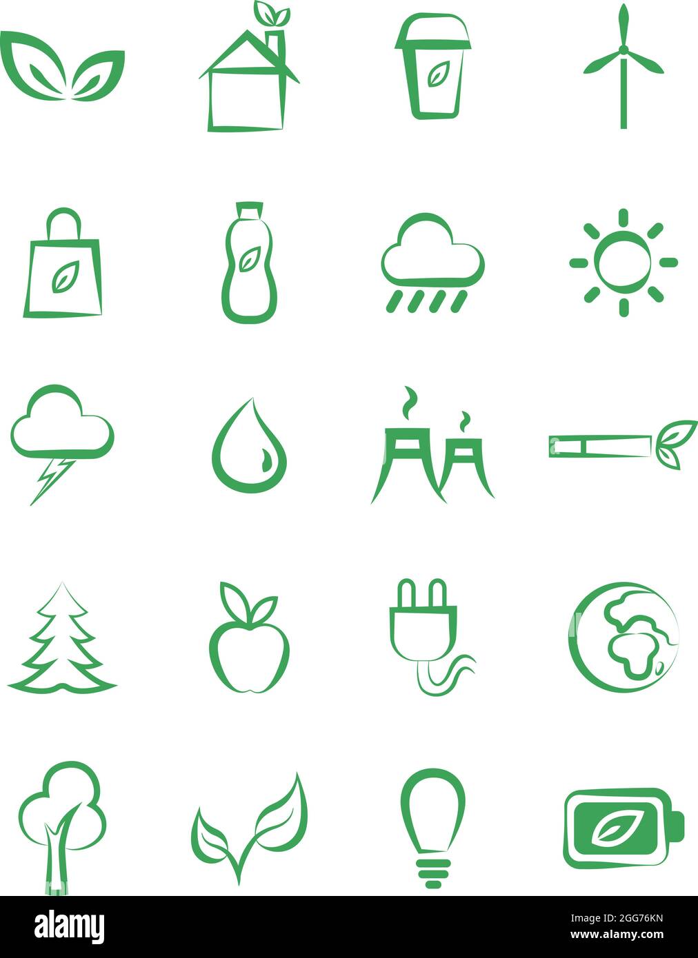Economia della natura, illustrazione di icone, vettore su sfondo bianco Illustrazione Vettoriale
