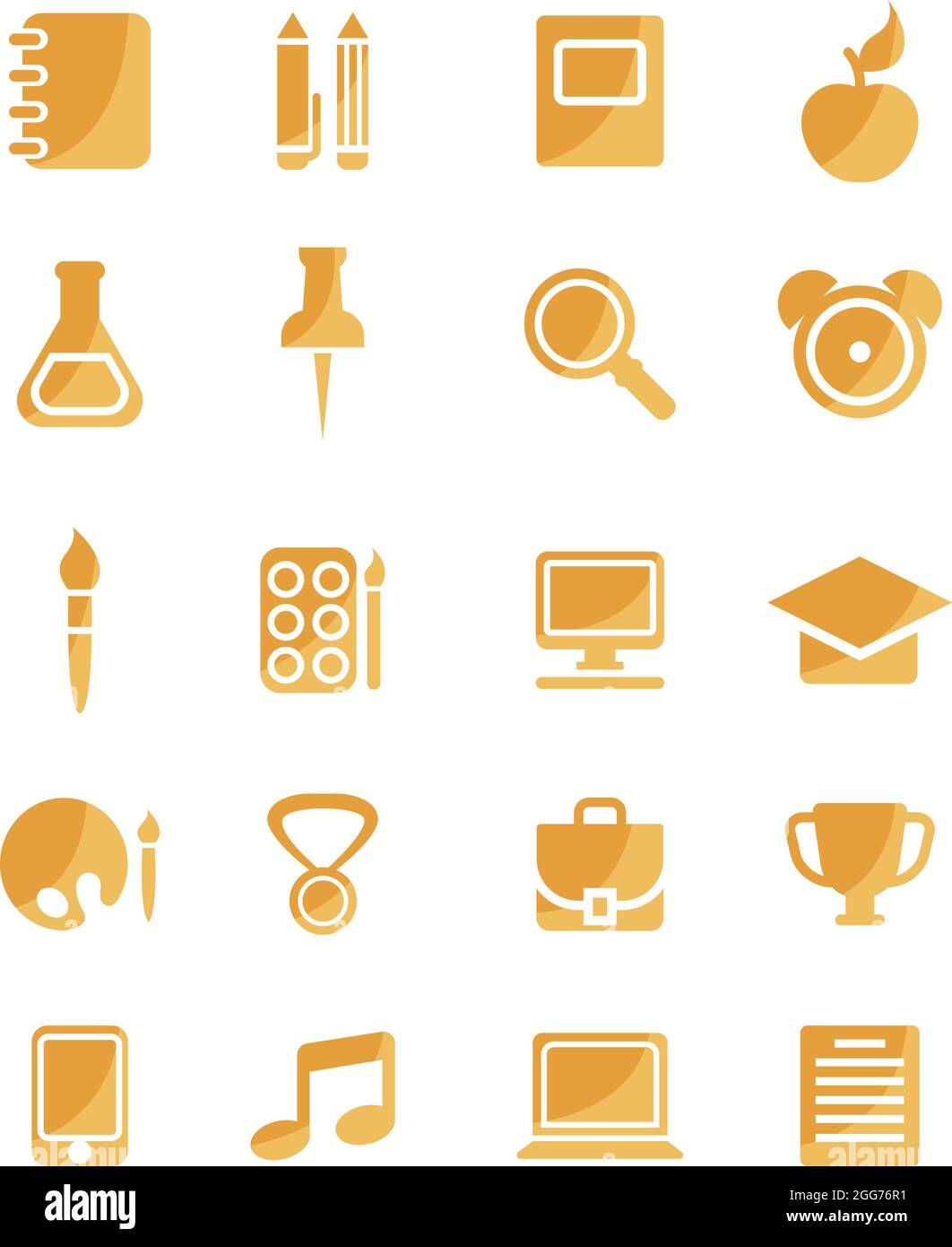 Educazione scolastica, illustrazione di icone, vettore su sfondo bianco Illustrazione Vettoriale