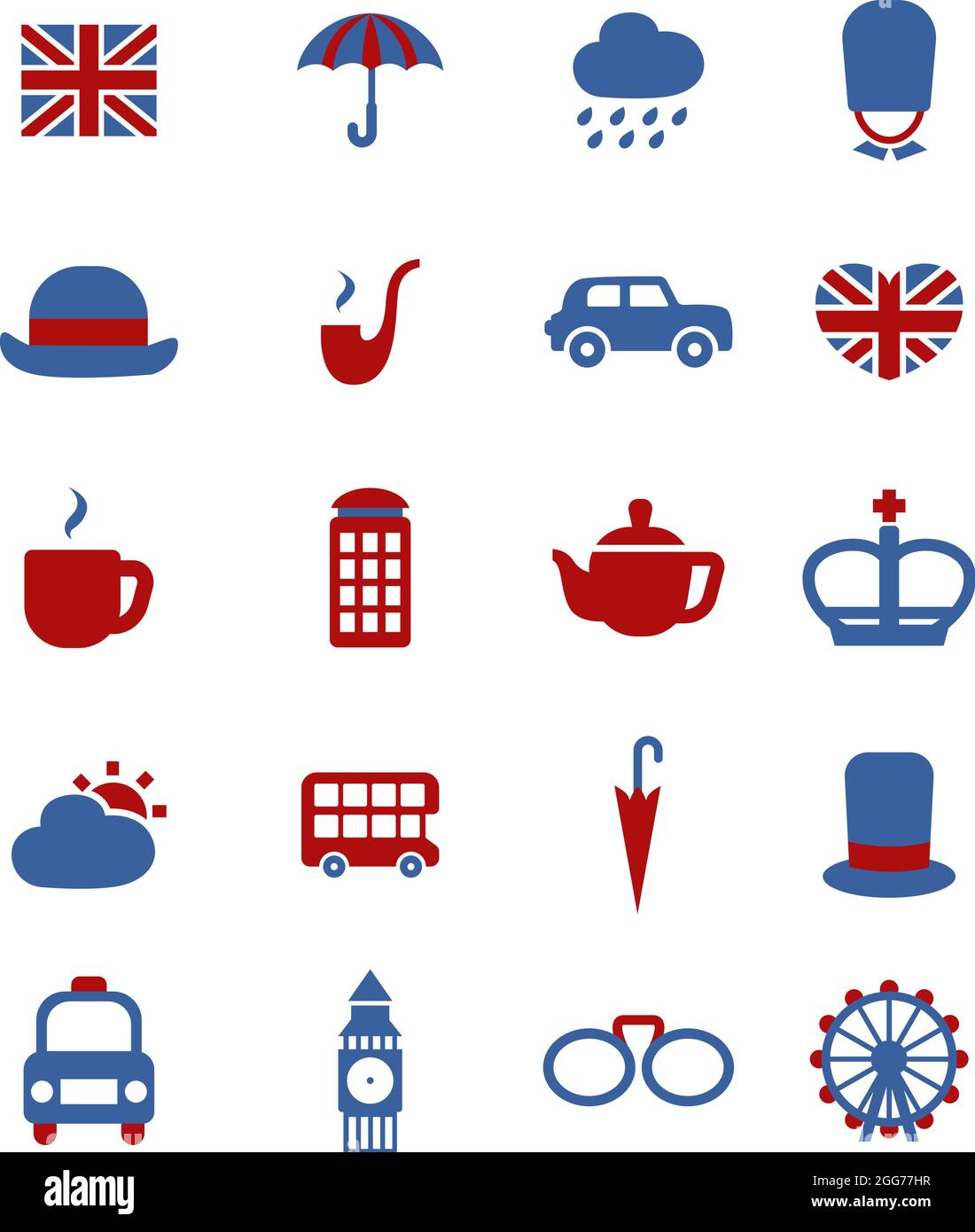 Attrazioni londinesi, illustrazione icona, vettore su sfondo bianco Illustrazione Vettoriale
