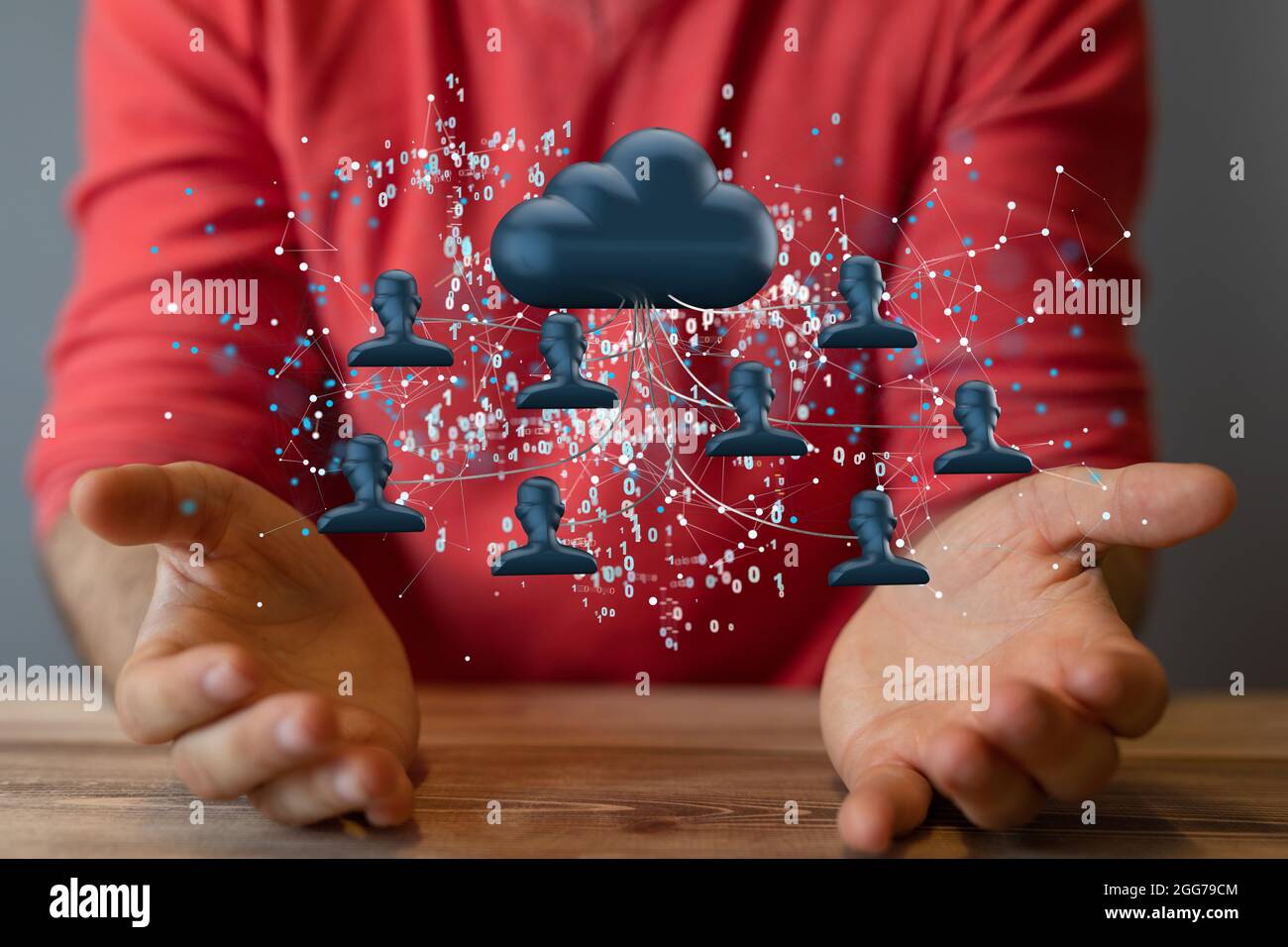 Un concetto digitale di storage e networking di dati cloud Foto Stock