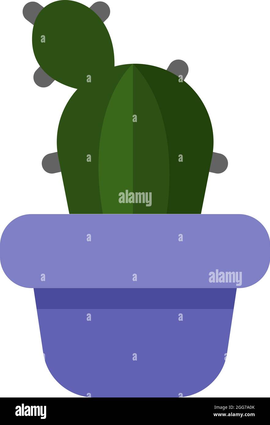 Coniglietto orecchie cactus in un vaso viola, icona illustrazione, vettore su sfondo bianco Illustrazione Vettoriale