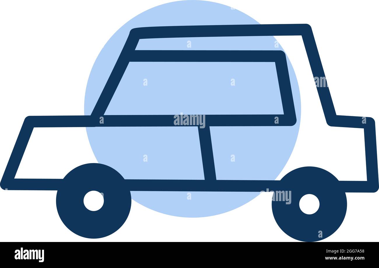 Veicolo blu, icona, vettore su sfondo bianco Illustrazione Vettoriale