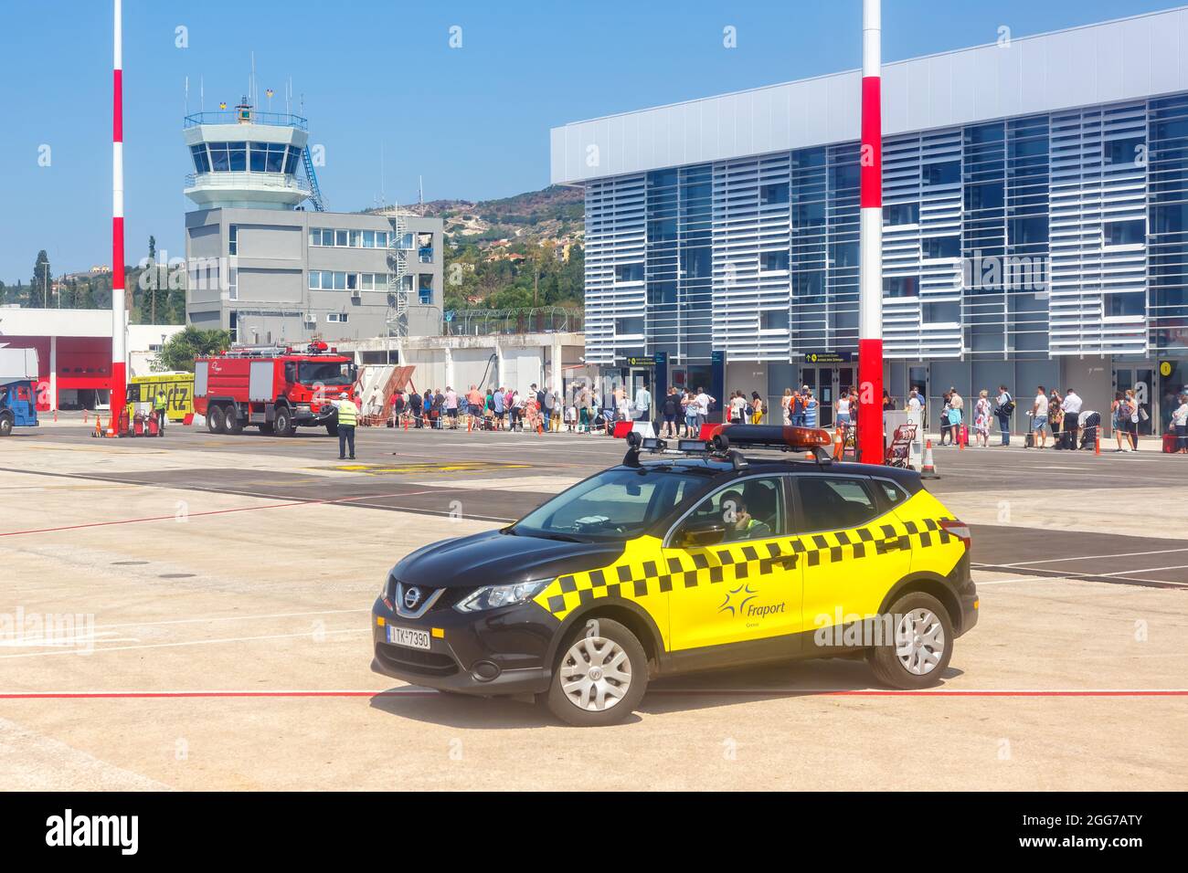 Cefalonia, Grecia - 20 settembre 2020: Terminal dell'aeroporto di Cefalonia (EFL) e mi seguono in Grecia. Foto Stock