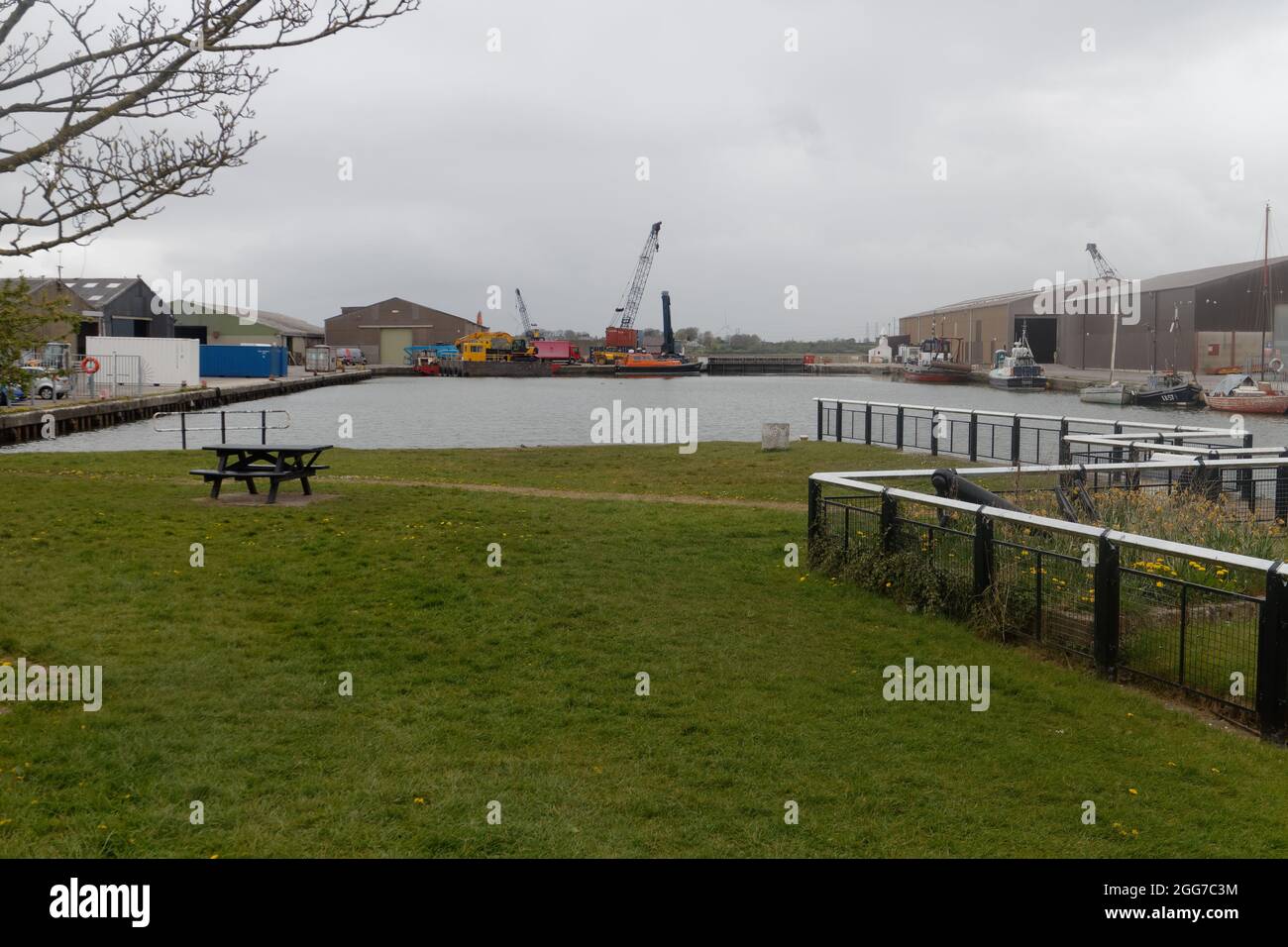 Il porto di Glasson Dock vicino alla foce dell'estuario delle Lune sulle rive della baia di Morecambe Foto Stock