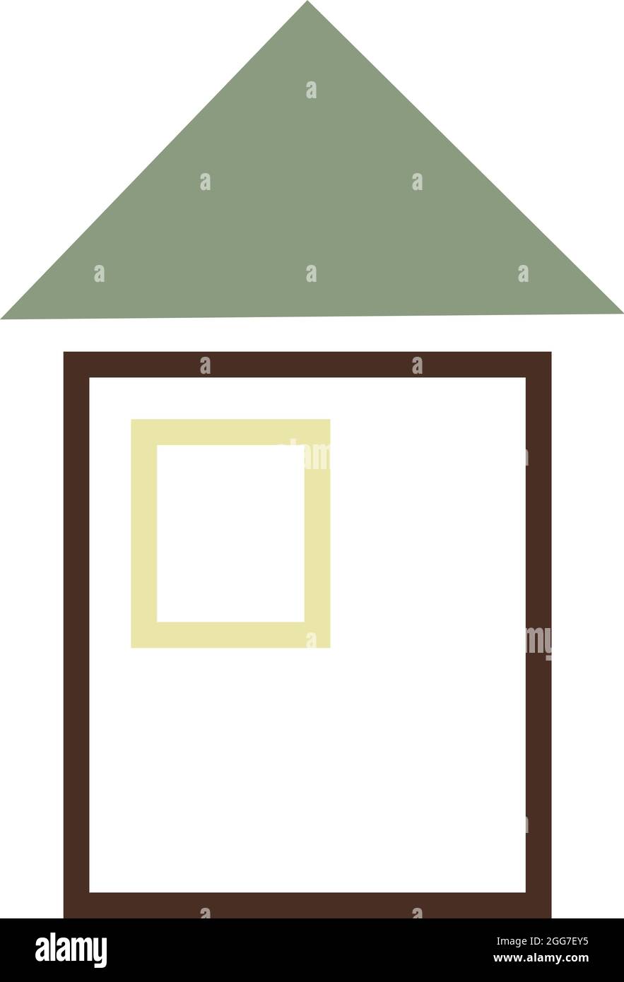 Casa con una finestra e tetto verde, icona illustrazione, vettore su sfondo bianco Illustrazione Vettoriale