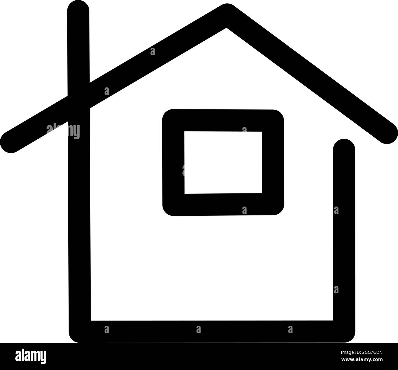 Casa semplice con piccola finestra, icona illustrazione, vettore su sfondo bianco Illustrazione Vettoriale