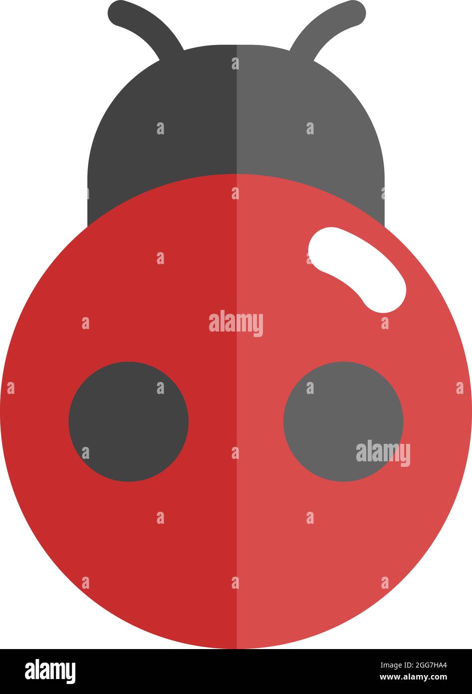 Bug Lady con due puntini neri, illustrazione di icone, vettore su sfondo bianco Illustrazione Vettoriale