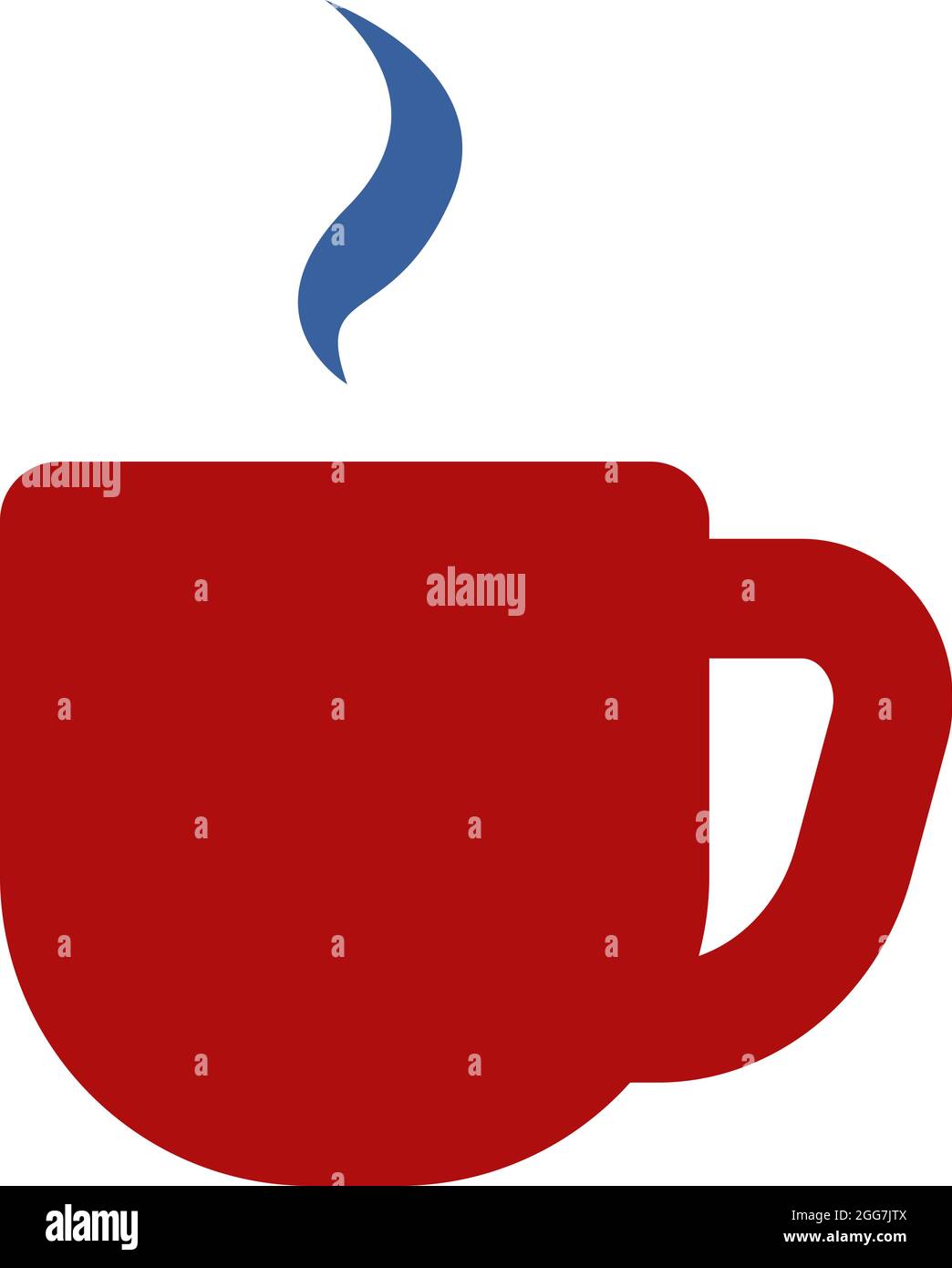 Tè del pomeriggio in una tazza rossa, illustrazione dell'icona, vettore su sfondo bianco Illustrazione Vettoriale