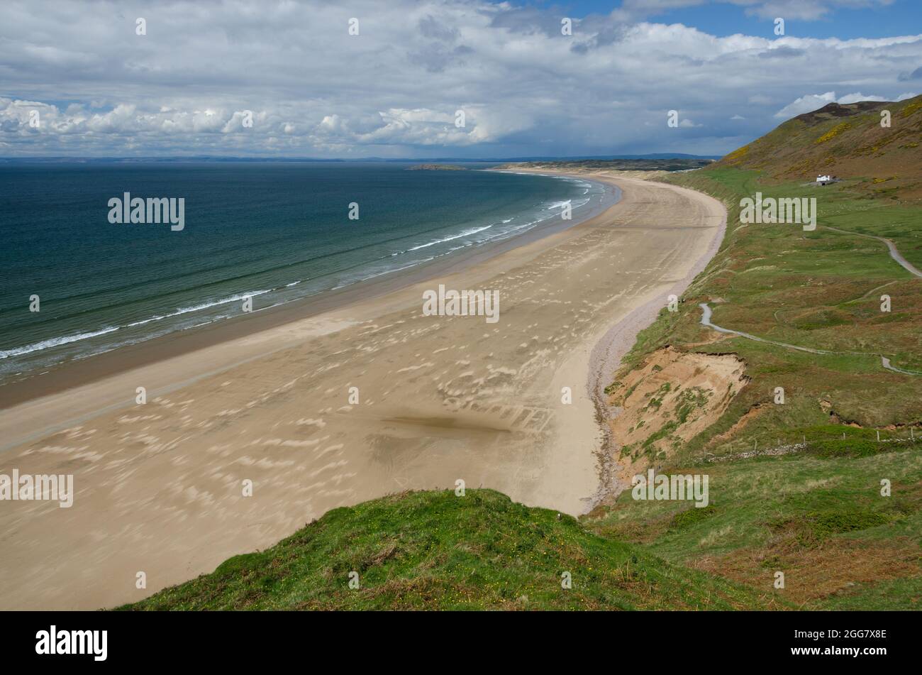 Splendida Rhossili Bay sulla penisola di Gower (spiaggia di prima classe) Foto Stock