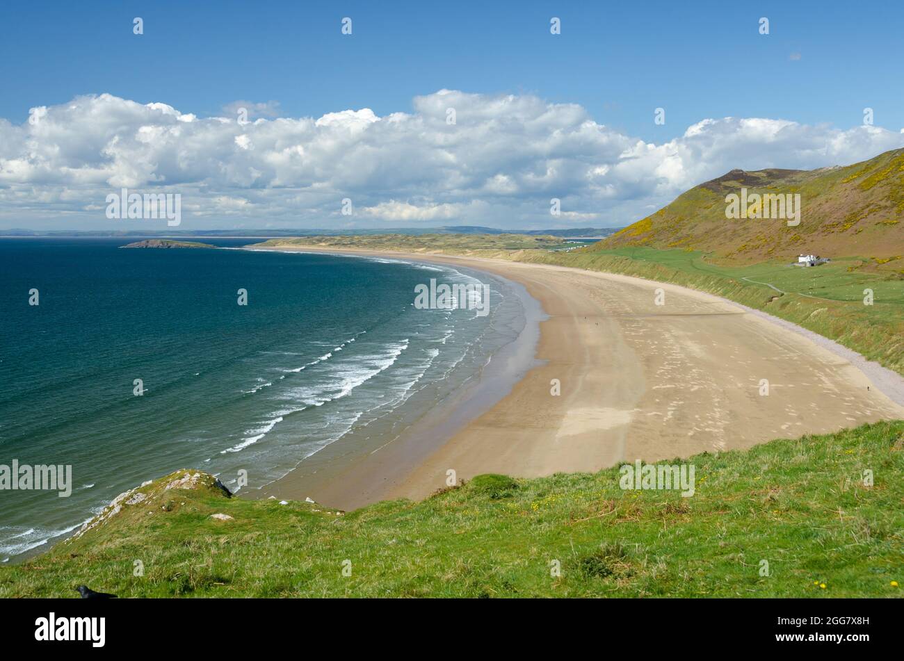 Splendida Rhossili Bay sulla penisola di Gower (spiaggia di prima classe) Foto Stock