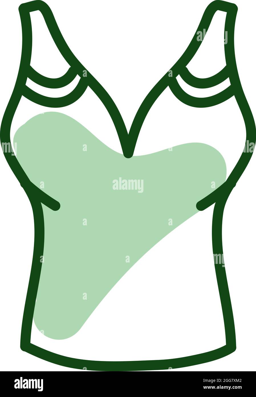 Maglietta con collo a V senza maniche, illustrazione, su sfondo bianco. Illustrazione Vettoriale