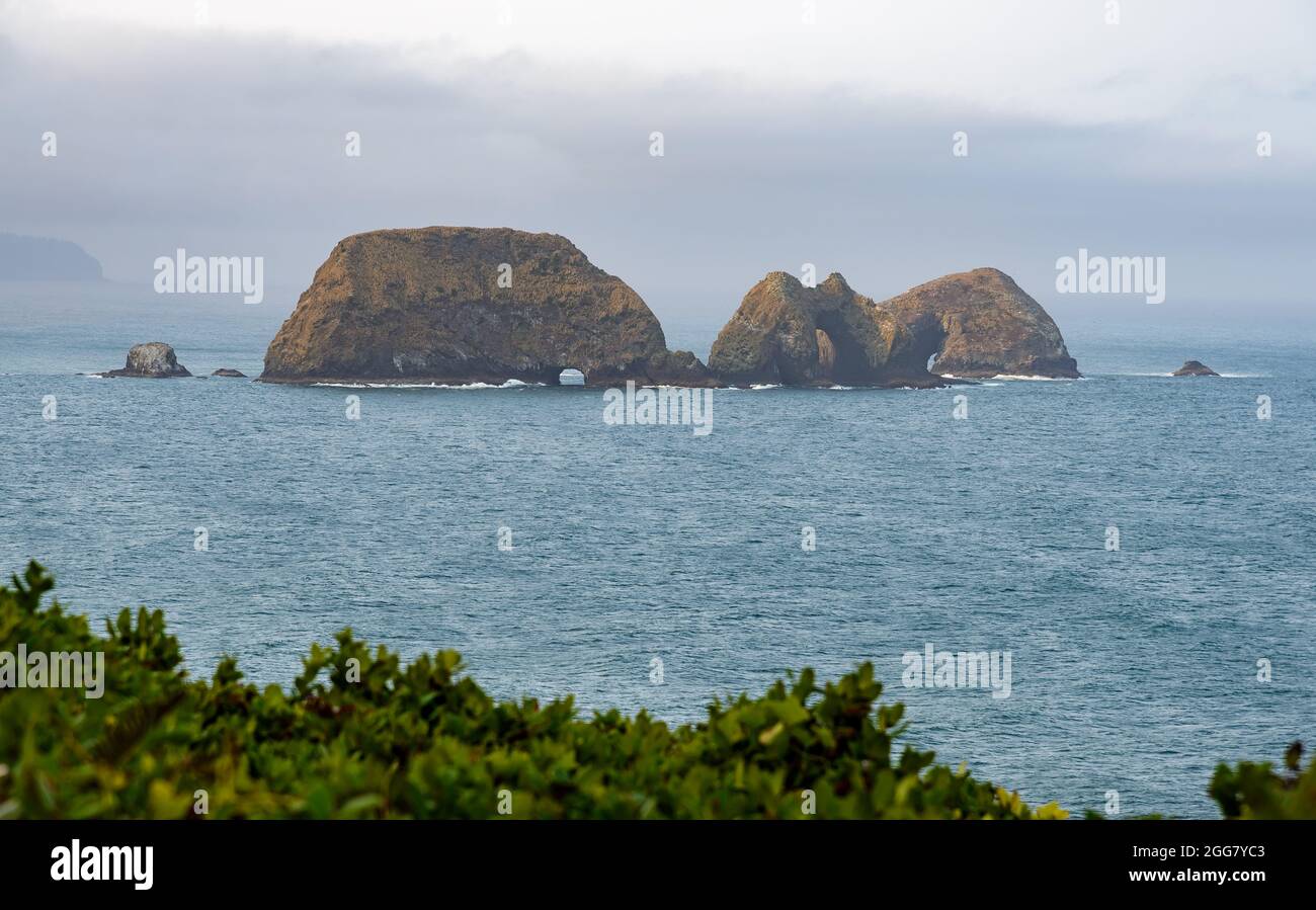 Three Arch Rocks National Wildlife Refuge. Tillamook, Oregon, Stati Uniti. Foto Stock