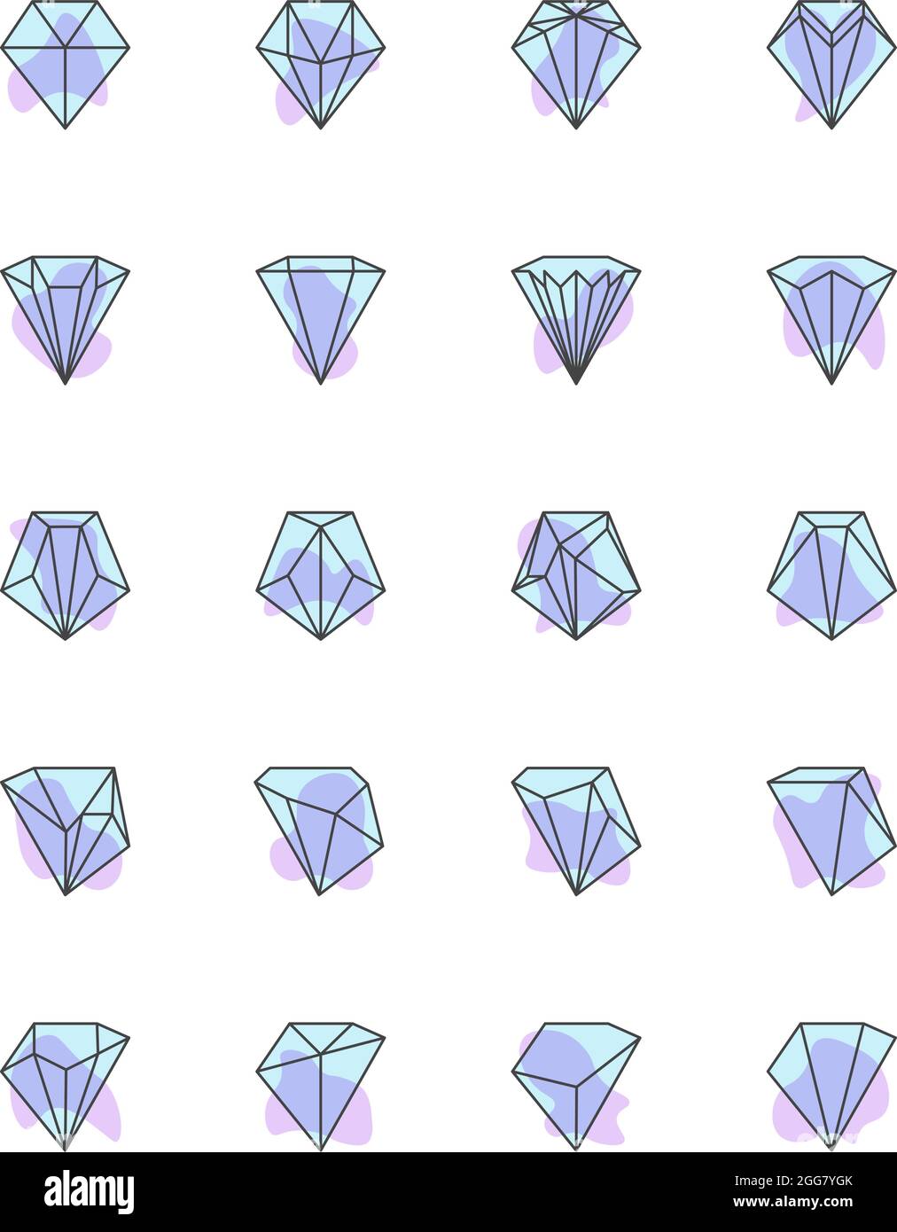 Set di rombi blu, illustrazione, su sfondo bianco. Illustrazione Vettoriale