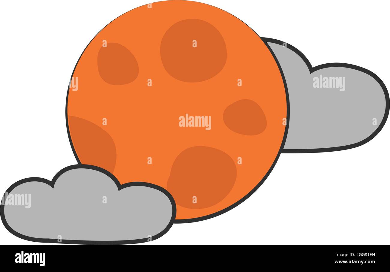 Luna piena arancione, illustrazione, su sfondo bianco. Illustrazione Vettoriale