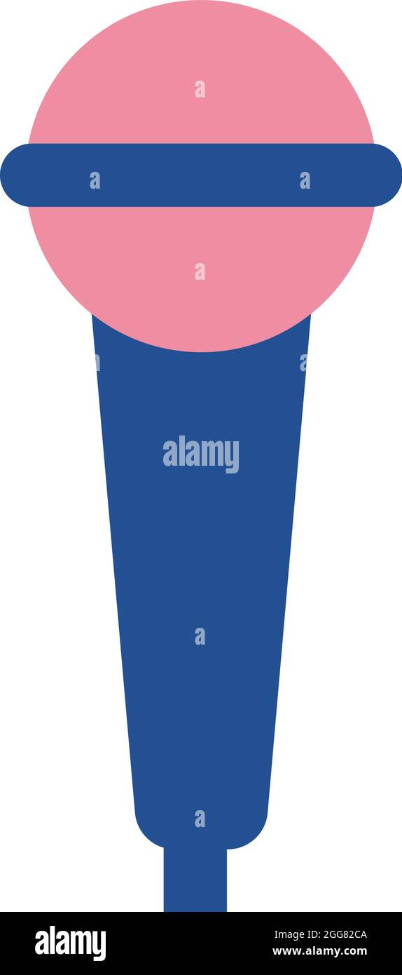 Microfono blu e rosa, illustrazione, su sfondo bianco. Illustrazione Vettoriale