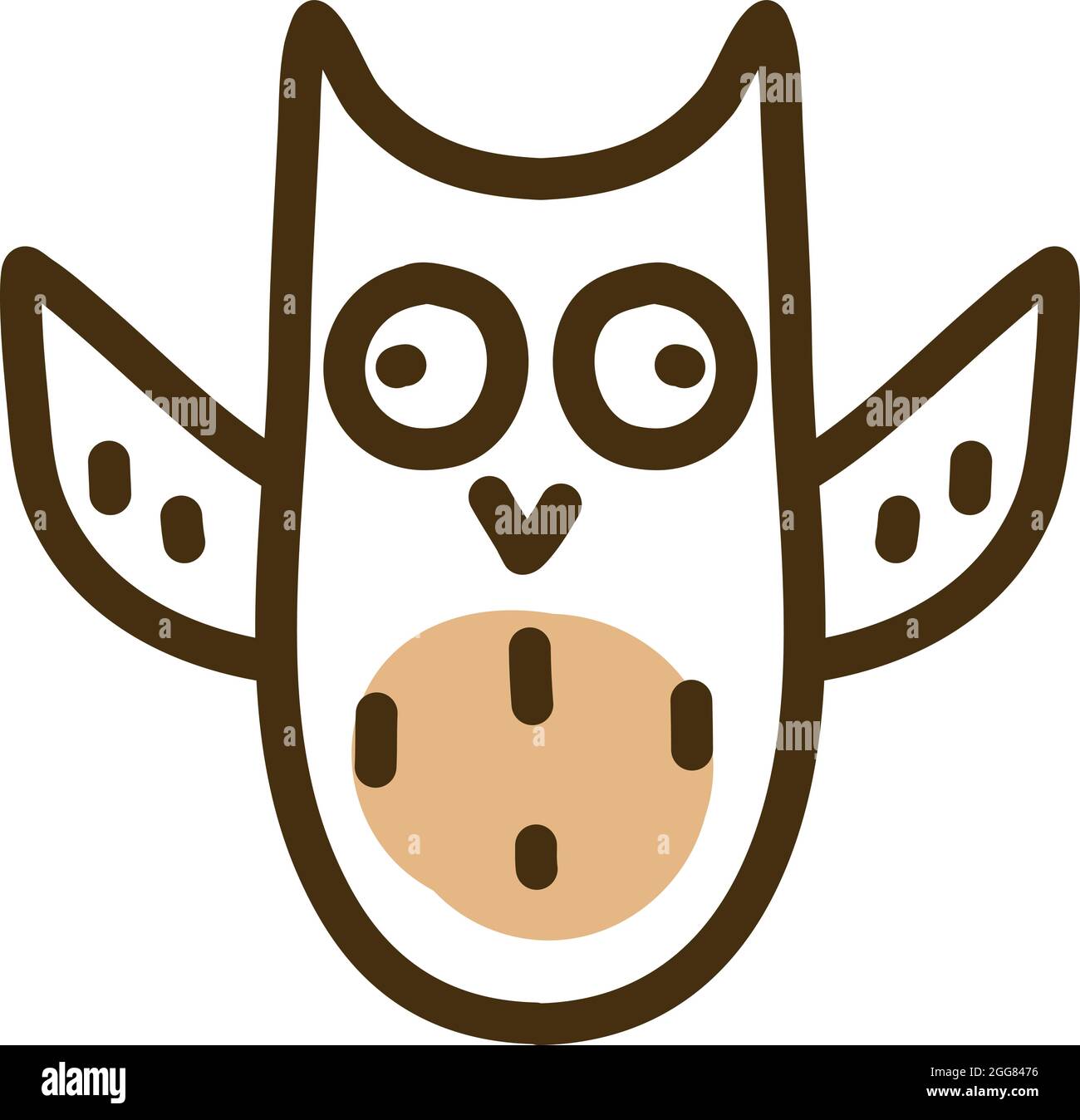 Gufo spalmante ali, illustrazione, su sfondo bianco. Illustrazione Vettoriale