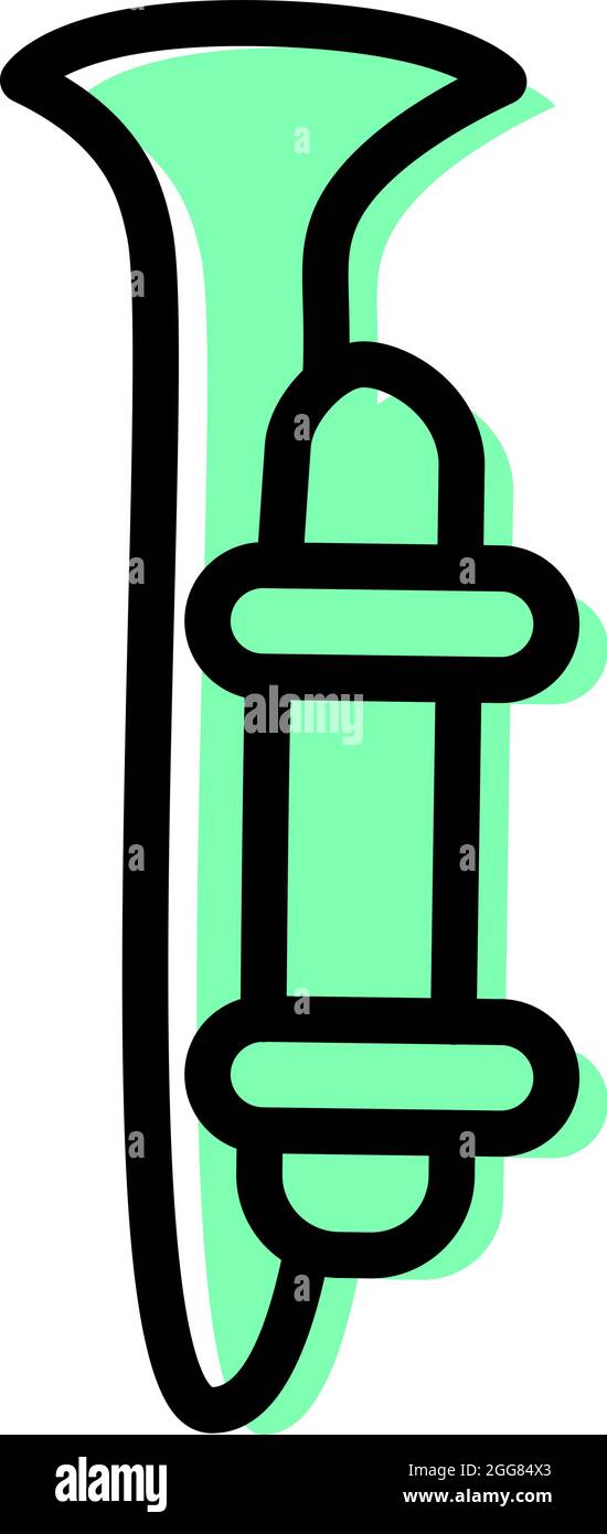 Tromba verde, illustrazione, su sfondo bianco. Illustrazione Vettoriale