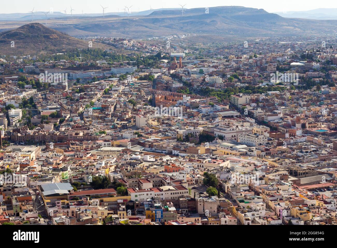 Città di Zacatecas ripresa dalla cima di una montagna vicina. Foto Stock